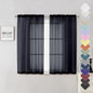 Black Sheer Curtains 54 Inch Length 2 Panels Set, Lightweight Short Curtains by Lecloud