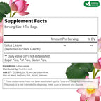 FreshDrinkUS, Premium 75 Lotus Leaf Tea Bags, 100% Natural & Pure from Lotus Leaves. Loose Leaf Lotus Herbal Tea. Made with Eco-Conscious Tea Bags. No Sugar, No Caffeine, No Gluten, Vegan.