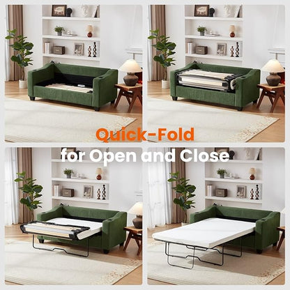 Full Size Pull Out Sleeper Sofa Bed, 2-in-1 Convertible Corduroy Pull Out Couch - Image 7