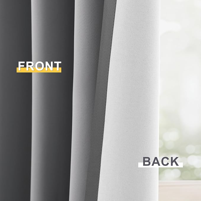 Yakamok Grey 100% Blackout Curtain Panels 84 inches, 2 Panels | Blackout - Image 6