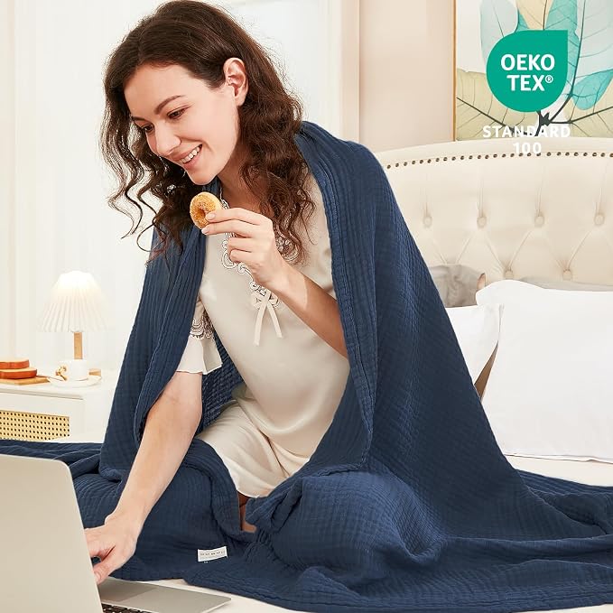 EMME Cotton Muslin Throw Blanket 4 Layer - Image 7