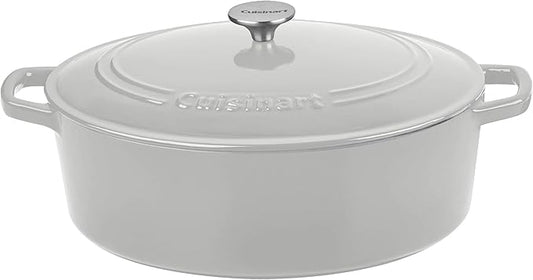 Cuisinart Chef's Classic Enameled Cast Iron Oval Covered Casserole (Cool Grey, 7- Quart)