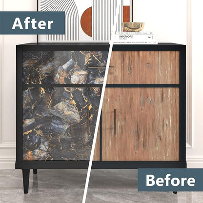 Marble Black Contact Paper Peel and Stick Countertops Gold Contact Paper Peel - Image 7