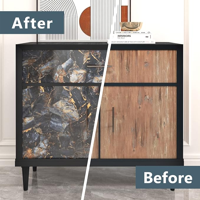 Black Marble Contact Paper Waterproof Removable Peel and Stick Wallpaper Film - Image 8