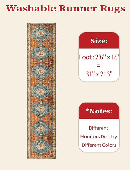 SERISSA 2'6"x18' Washable Non Slip Boho Runner Rug - Image 7