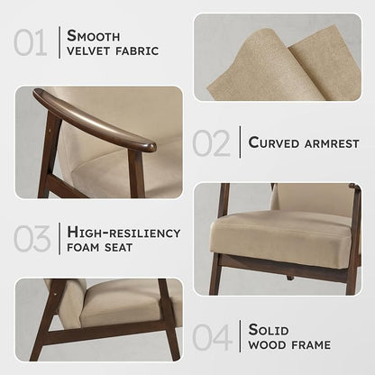 Lexicon Mid Century Modern Chair Velvet Accent Chair - Image 3