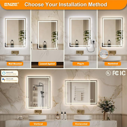 ENZE 20" x 28" Smart LED Bathroom Mirror - Image 8