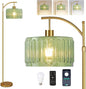 QIYIZM Glass Floor Lamp for Living Room, Mid Century Modern Brass Tall Lamp by QIYIZM