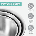 Mixing Bowls with Lids Set, Stainless Steel Mixing Bowls with Airtight Lids, Nesting Mixing Bowl Set for Space Saving Storage, Ideal for Cooking, Baking, Prepping & Food Storage