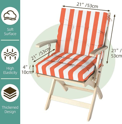 Outdoor Chair Cushions Set of 2, High Back Soft Seat Pad, Indoor Outside Use - Image 9