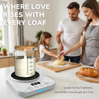 Sourdough Starter Warmer Mat - 24H Timer - Precise 1°F Thermostat Control (70-100°F) - Smart Memory Warming On/Off - Fits Jars Up to 40oz - Perfect for Home Baking (White)