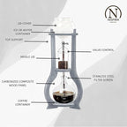 Nispira Iced Coffee Cold Brew Drip Tower Coffee Maker Wooden, 6-8 cup, Grey