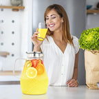 Glass Pitcher with Lid and Spout, veecom 80oz Water Pitchers for Drinks, Large Glass Jug for Juice, Lemonade, Beverage, Iced Tea Pitcher for Fridge, Heat Resistant Water Carafe with Brush