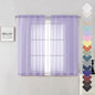 Lavender Sheer Kitchen Curtains 54 Inch Length 2 Panels, Double Rod Pockets by Lecloud