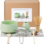Japanese matcha set, matcha whisk and bowl, matcha sieve, matcha whisk holder, and matcha spoon - 8pcs Matcha Set (green)