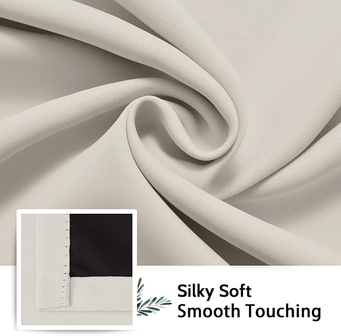 SimpleHome Cream 100% Blackout Curtains Room Darkening Living Room 72 Inch | - Image 7