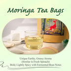 WT WEETEE Moringa Tea Bags 100 Count, 100% Pure Dried Moringa Leaves, Caffeine Free Nutrient-Dense Herbal Tea, Earthy Spinach Aroma & Bold Fermented Bean-Like Flavor