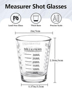 Shot Glasses Measuring Cup Set 2PACK Espresso Shot Glasses Liquid Heavy Glass 26-Incremental Measurement 1 OZ, 2 TBS, 6 TSP, 30 ML Kitchen Tools (Black)