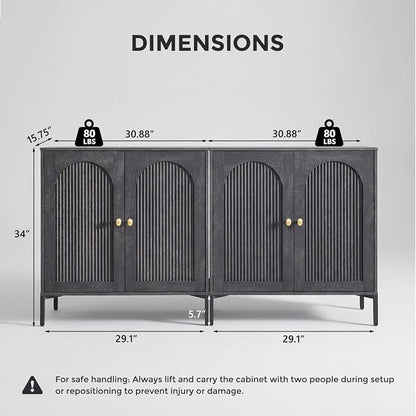 IFBUY Modern Sideboard Buffet Cabinet, 61.75" W Fluted Arched Buffet Cabinet - Image 2