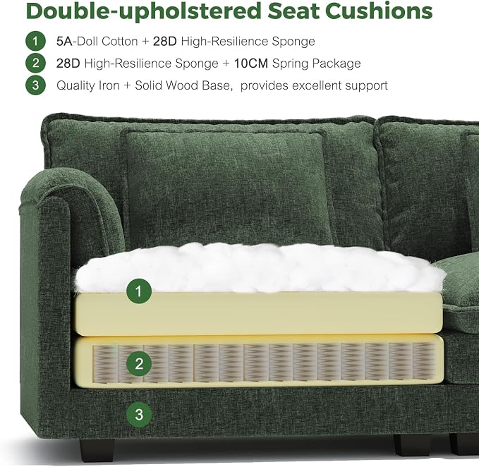 ELUCHANG 153" U Shaped Modular Sectional Cloud Couch - Image 5
