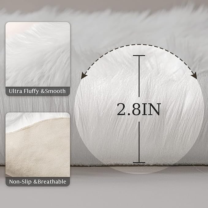 Ashler Home Deco Faux Fur Area Rug, 2 x 2.9 ft, Machine Washable - Image 3