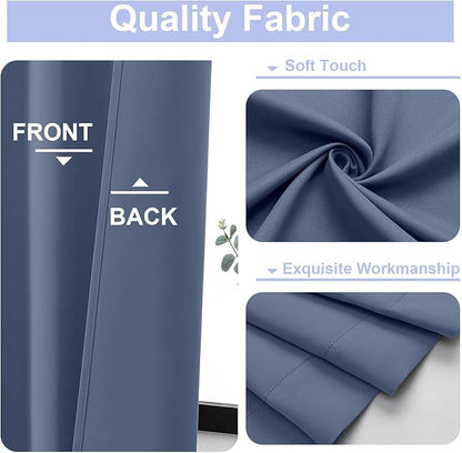 Simplebrand Ava Denim Blue Short 36 Inches Blackout Curtain 2 Panels Set - Image 2