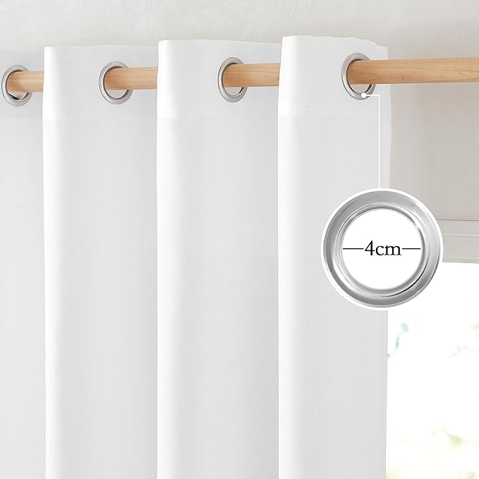 NICETOWN Thick Linen White Curtains 90 inch Length, Grommet Flax Linen Blend - Image 2