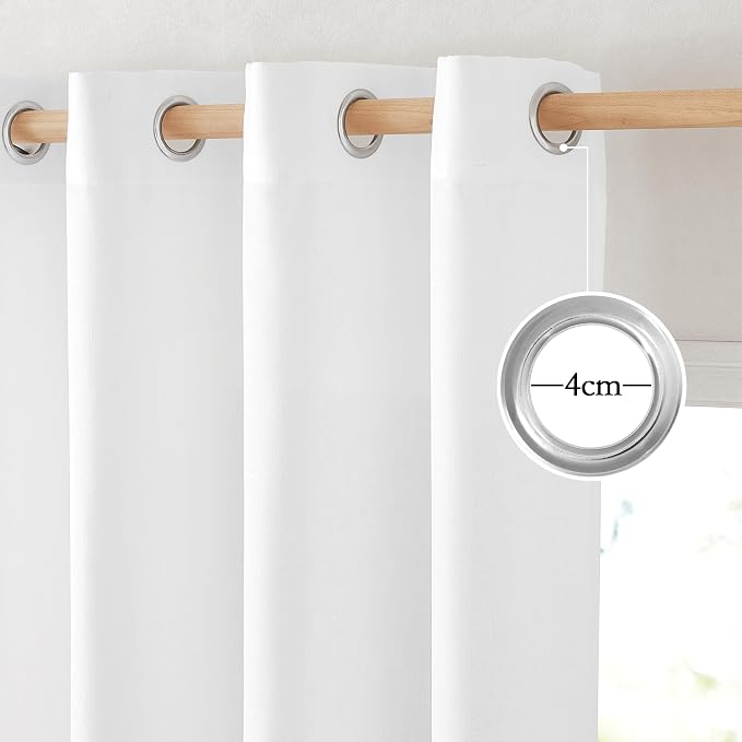 NICETOWN White Linen Kitchen Curtains 36 inches Long, Grommet Short Curtains - Image 2