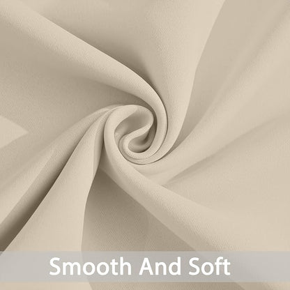 Yakamok Room Darkening Curtains 52x63 inch Length Cream Beige-Living Room | 2 - Image 4