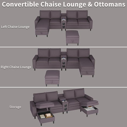Sectional Couches for Living Room, 4 Seat Sectional Sofa - Image 4