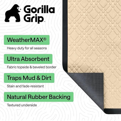 GORILLA GRIP 100% Waterproof All-Season WeatherMAX Doormat, US Designed Natural - Image 2