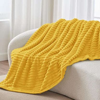 BEDELITE Ribbed Twin Blanket for Couch & Bed, Light Yellow, Warm Yet Lightweight - Image 8