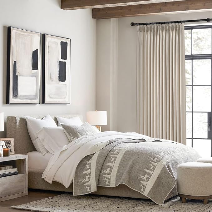 Topfinel 105 Inch Pinch Pleated Linen Curtains 2 Panels, Oatmeal Semi Sheer - Image 5