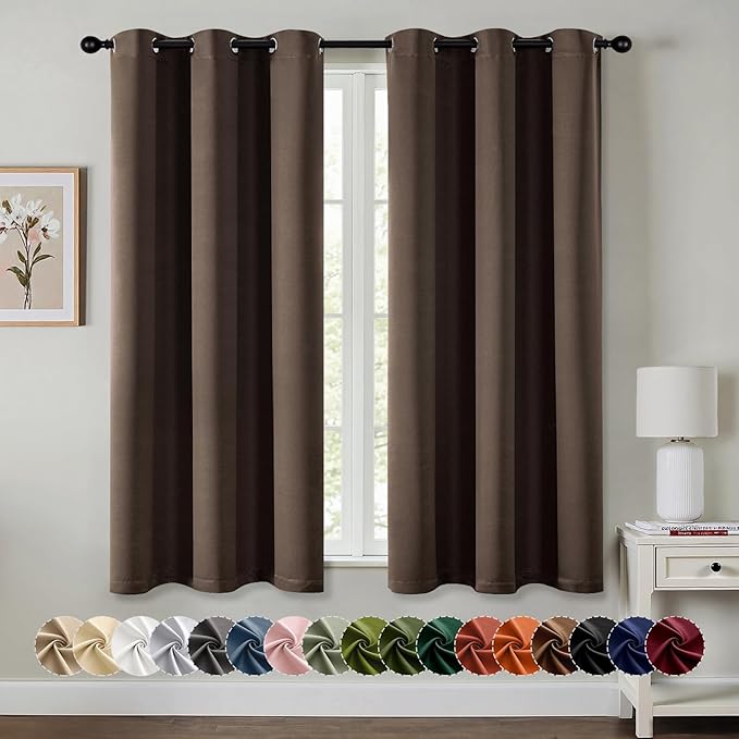 MIULEE Blackout Curtains for Bedroom 2 Panels 40"x54" Long Chocolate Brown | by MIULEE