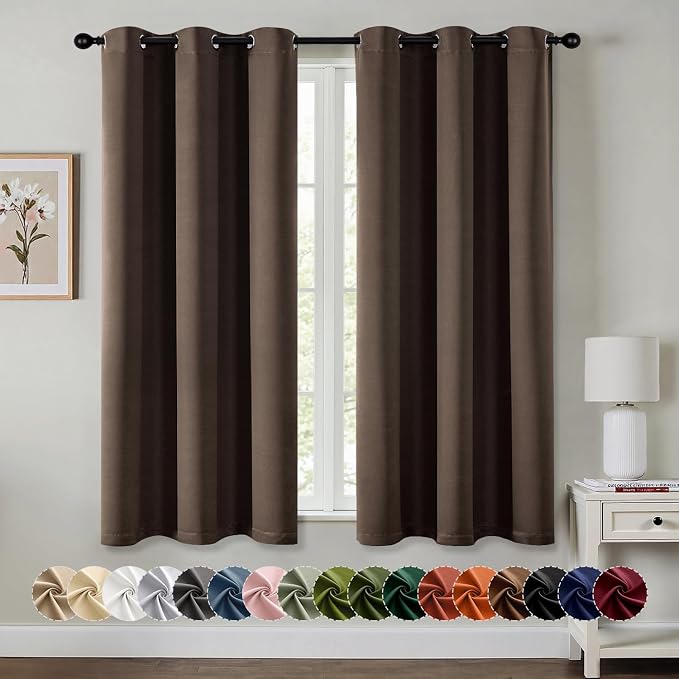MIULEE Blackout Curtains for Bedroom 2 Panels 40"x45" Long Chocolate Brown | by MIULEE