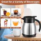 Norme 2 Pcs Thermal Coffee Carafe Insulated Stainless Steel Coffee Carafe for Hot Liquid Vacuum Thermal Pot Creamer Pitcher Dispenser with Brushes Keeping Hot Water Milk(Silver,17 oz)