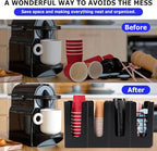 Coffee Cup and Lid Holder Organizer,Adjustable Dispenser with Coffee Pod and Straw Storage Basket, Disposable Cup Holder for Countertop