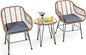 Tangkula 3 Pieces Patio Conversation Bistro Set, Outdoor Wicker Furniture by TANGKULA
