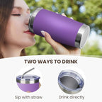 MEWAY 20oz Tumbler 8 Pack Double Wall Vacuum Insulated Travel Mug Bulk, Stainless Steel Tumblers with Lid and Straw, Durable Powder Coated Coffee Cups for Cold & Hot Drinks (Purple, 8)