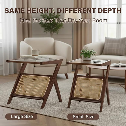 Tiita Rattan Side Table, Mid Century Nightstand, Bamboo Accent Bedside Tables - Image 7