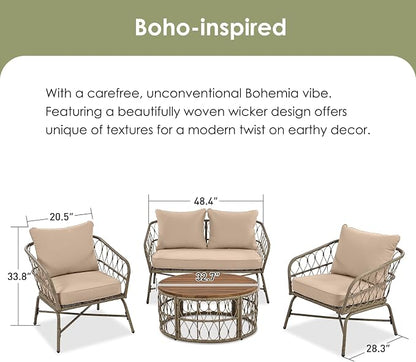 VilroCaz Bohemia-Inspired 4-Person Outdoor Seating Group - Image 4