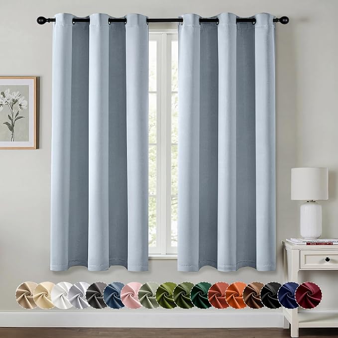 MIULEE Blackout Curtains for Bedroom 2 Panels 40 x 63 Inch Long Light Blue | by MIULEE