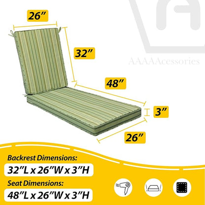 AAAAAcessories Outdoor Chaise Lounge Cushions, Fade-Resistant, Waterproof Patio - Image 5