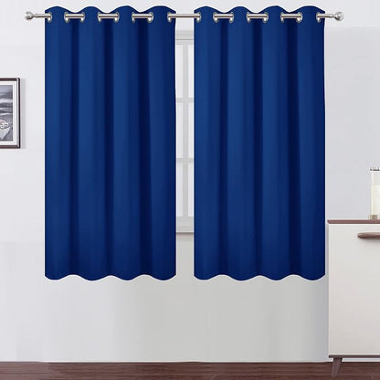 Royal Blue Blackout Curtains 66 x 63 Inch Length/Set of 2 Curtain by Lemomo