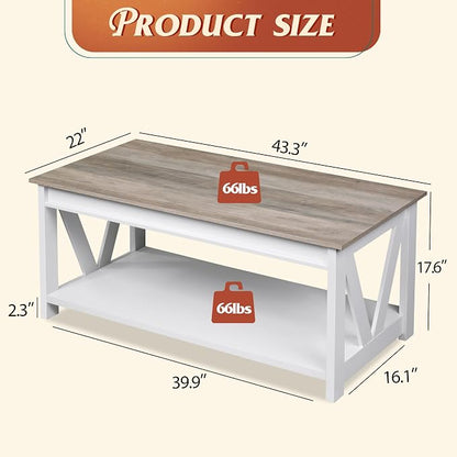 WLIVE Coffee Table, Wood Center Table - Image 3