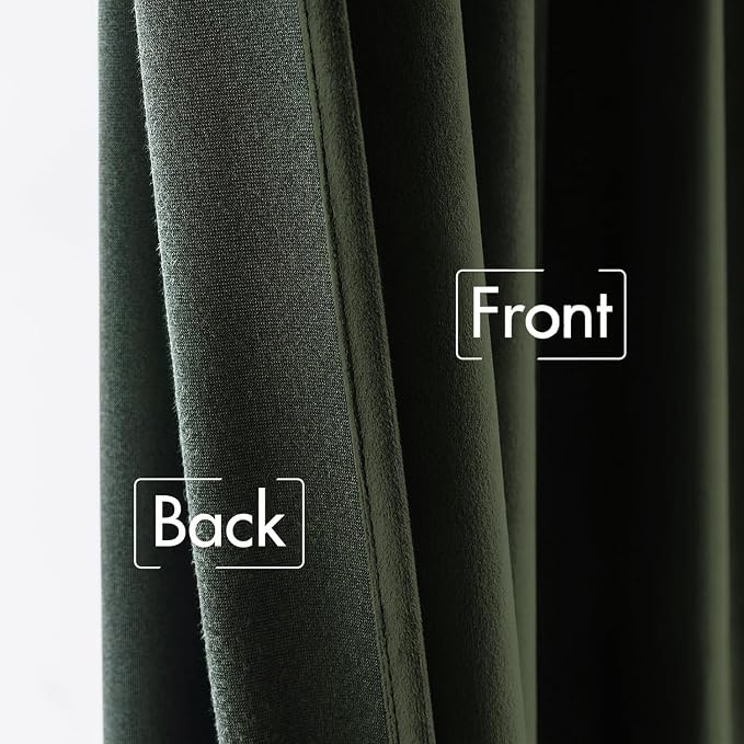 MIULEE Velvet Curtains 52x84 inches 2 Panels Olive Blackout Curtains | Luxury - Image 6