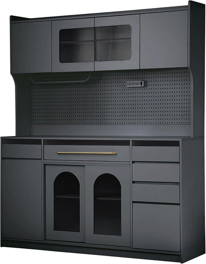 VilroCaz Freestanding Large Kitchen Pantry, Wooden Kitchen Large Coffee Bar - Image 3