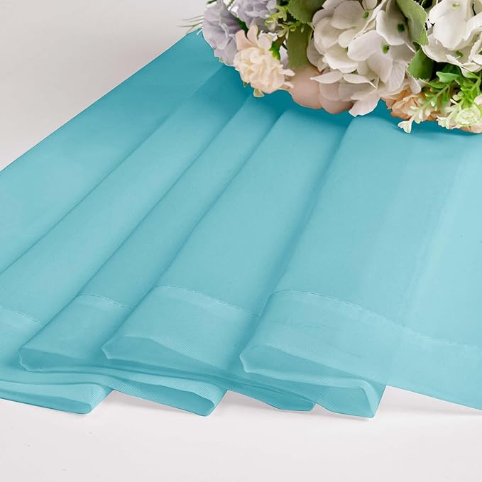 Aqua Sheer Curtains for Bedroom Living Room 90 Inches Long, Elegant Solid Light - Image 7