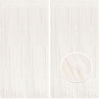 BRAVESHINE Tinsel Photo Backdrop Curtains - 2 Pack 3.2x8.2ft White Foil Fringe Streamer Curtain for Halloween/Boo Day/Valentine’s/Birthday/Christmas/Engagement/Bridal Shower Party Supplies Decorations