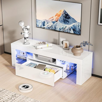 VINGLI 51'' LED TV Stand, High Glossy Modern Entertainment Center - Image 6